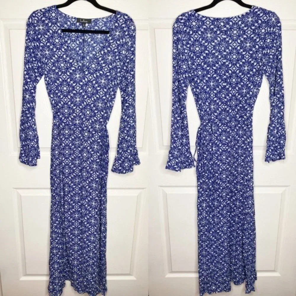 Lulus Mandala Daydream Blue Print Maxi Dress Size Small - Picture 4 of 13
